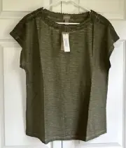Chico's NWT Size 2 $47 Pigment-Dyed Lace-Trim Dolman Slv Tee Top Grape Leaf