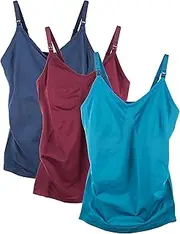 [Caramel Cantina] 3 Pack Women's Nursing Cami Built in Bra