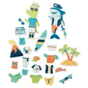 Stephen Joseph, Floating Dress-Up Foam Bath 26-Piece Toy Set, Shark/Dino, SJ1148