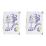 2x LVD Leather Note Book Bon Appetit Stylish Hard Cover Journal/Diary 18x13cm