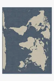 275' x 365' | Machine Washable Runner Rug | Kid & Pet Friendly | Indoor Rug | World Map Blue Flatwoven Rug | Ruggable