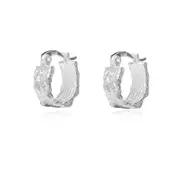 Culturesse Olli Sculpture Huggie Earrings Sterling Silver White Rhodium Plating