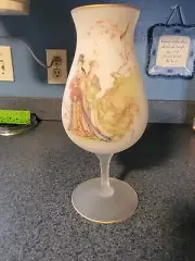 Japanese painted frosted glass brandy snifter Vase