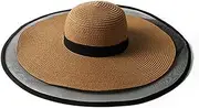[TOMYEUS] Sun Hats Summer Big Brim Sun Hat UV Protection Beach Vacation Ladies Sunshade Straw Hat Beach Cap (Color : 01)