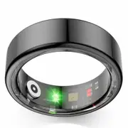 Smart Ring Fitness Tracker Ring, Multi-Modes Fitness Tracker Rate Pedometer Sleep Monitoring Waterproof Bluetooth Connectivity(Black-US 8#)