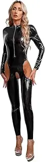 [GRRKDFQ] Women Lingerie Open Crotch Jumpsuit Back Zipper Crotch Lingerie