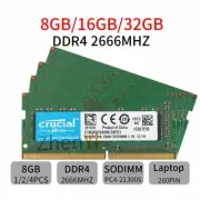 32GB 16GB 8GB 2666MHz DDR4 PC4-21300 260Pin SODIMM Laptop Memory RAM Crucial LOT