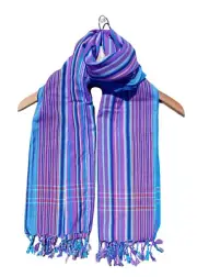 Kikoi Vibrant Gift 100% Cotton Ethnic Purple Tassels Scarf Beach Wrap Kenya Made