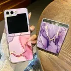 Shockproof Folding Marble PC Case For Samsung Galaxy Z Flip6 Flip5 Flip4 3 Cover