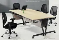 在飛比找Yahoo!奇摩拍賣優惠-亞毅oa辦公家具 美式斜度腳折合桌 摺疊桌 黑色腳會議桌 木