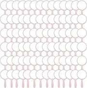 Vinsot 100 Pcs Handheld Mirror Bulk Small Hand Compact Mirrors with Handle Plastic Travel Makeup Portable 3.94 x 2.16 Inch for Birthday Dress up Wedding Practice Pronunciation (Pink)