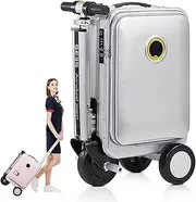 [VoOqo] Smart Riding Luggage, 20 inch Boarding Suitcase, Electric Suitcase Scooter with Removable Battery, Load 110Kg, USB Charging Ports, for Adults Travel Storage Case Black