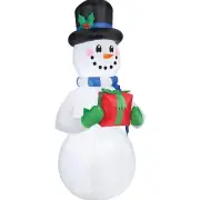 Gemmy Inflatable Snowman with Present LED Lighted Yard Decoration - - White
