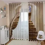 Blackout Curtains for Bedroom House Staircase 2 x W150cm x D230cm Thermal Insulated Blackout Curtains Heat and Full Light Blocking Curtains Window Drapes for Living Room 2 Panels Set