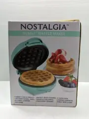 NEW Nostalgia My Mini Waffle Maker MWF5TL Electric-Teal 5 Inch Teal/Aqua/Mint