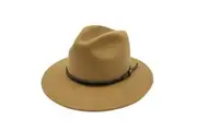 Jacaru Australian Wool Fedora Hat Outback 100% Wool Crushable Travel - Caramel