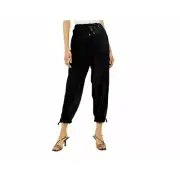 TOPSHOP Pants Idol Black Sequin Crop Jogger High Rise Waist Ties 6 NWT $240