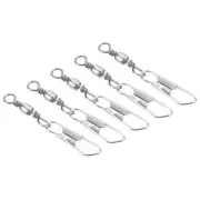 Fishing Barrel Swivel with Safety Snap, 100Pcs 15lb Carbon Steel, Silver