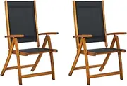 Garden Chair Folding Garden Chairs 2 pcs Solid Acacia Wood and Textilene Patio Seating
