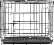 FOMIYES Metal Wire Dog Crate Foldable Travel Dog Cage with Tray Pet Cage for Small and Medium Dog, Cat, Rabbit (Black, 60cm)