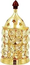 Diamond Nag Akhand Diya Decorative Brass Crystal Oil Lamp Tea Light Holder Lantern - X-Large Oval Shape for Puja
