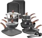 17 Piece Non-Stick Pots and Pans Set, Nonstick Induction Granite Kitchen Cookwar