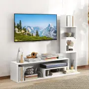 CostwayCube TV Stand for TVs up to 50 Inches with L-shaped Storage Shelves and Open Compartments-White