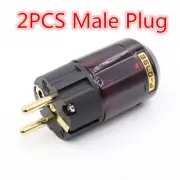 2PCS HIFI Gold Plated AC Power Plug Audio Schuko Male Plugs Cable Interconnect