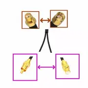 1x SMA to 2x RCA Phono Male/Female antenna Amplifier Splitter/Combiner Y cable