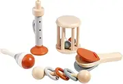 5 Pcs Wooden Musical Instrument Set,Toddler Musical Instruments,Early Childhood Enlightenment Musics,Rattle Instruments Set,for 0-1 Years Old