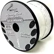 500 Feet 16 Gauge White Remote Power Cable for Car Audio Systems