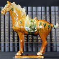 在飛比找Yahoo!奇摩拍賣優惠-唐三彩馬陶瓷馬擺件六駿馬家居客廳裝飾工藝禮品風水旺財擺件