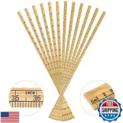 Fulmoon 12 Pieces Wood Double Sided Meter Stick Yard Stick Thick Wooden Ruler