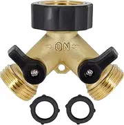 Lifynste 2 Way Brass Hose Splitter, 3/4" Brass Hose Connectors, Y Connector Garden Hose Adapter Connector, 1 Pack