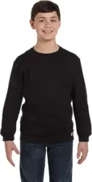 Russell Athletic Youth Unisex DriPower Black Crew Neck Fleece Sweatshirt NWT