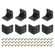8Pcs 27x28x27mm Nylon Shelf Right Angle Brackets with Screws (Black)