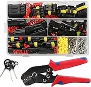 AONNOUS 352PCS Automotive Electrical Connectors & Crimper Kit;Weather Pack Connectors Kit;1 2 3 4 Pin Waterproof Car Auto Electrical Wire Plug Kit; AWG26-16 0.5-1.5mm²Ratchet Wiring Crimping Tool