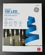 GE Staybright 150 LED Icicle-Style Lights, Warm White / White Wire (1 Box)