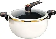 Micro Pressure Crock Pot,Kitchen Vacuum Micro Pressure Stock Pot,Non-Stick Multi-Function Micro Pressure Cooking PotGas Stove/Open Fire Induction UniversalWhite,8L