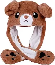 YEKEYI Ear Moving Jumping Rabbit Hat Animal Hat Pop Up Ears Plush Bunny Hat Cap for Women Girls