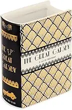 Steel Mill & Co Book-Shaped Decorative Vase, Ceramic Vases for Home Decor, Cute Bookshelf Decor, Unique Vase for Book Lovers (Small - Great Gatsby)