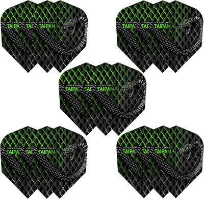 5 Sets (15) Dart Flights Harrows Taipan Standard Shape Extra Strong Green Black