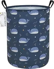 FANKANG Laundry Hamper Storage Bins Nursery Hamper Canvas Foldable with Waterproof PE Coating Large Storage Baskets for Kids Toys Room, Nursery, Home,Office, Bedroom, Clothes(Dark Blue Whale)