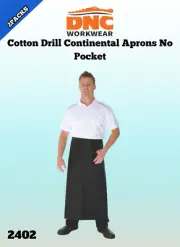DNC 2PACKS Unisex Heavy Cotton Drill Continental Apron No Pocket 2402
