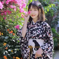 在飛比找Yahoo!奇摩拍賣優惠-夏季睡衣 情侶睡衣 現貨櫻之美和服正裝女日本和服改良版傳統和