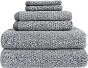 [Everplush] Diamond Jacquard (Set of 6 Pieces) Bath Towel Set, Dusk (Grey Blue)