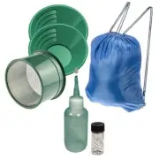 12" & 10" Green Gold Pans Panning Kit with Sniffer & Vial & More