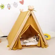 Indoor Dog House - 60cm Large Dog & Cat Teepee Bed, Portable Pet Tent with Thick Cushion, Folding Puppy House for Pets Up to 11kg