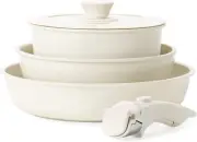5 Pcs Pots and Pans Set Non Stick Detachable Handle Cookware Set Induction