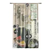 Whimsical Studio Ghibli Window Curtain, Vintage Anime Decor, Kids Room Curtains